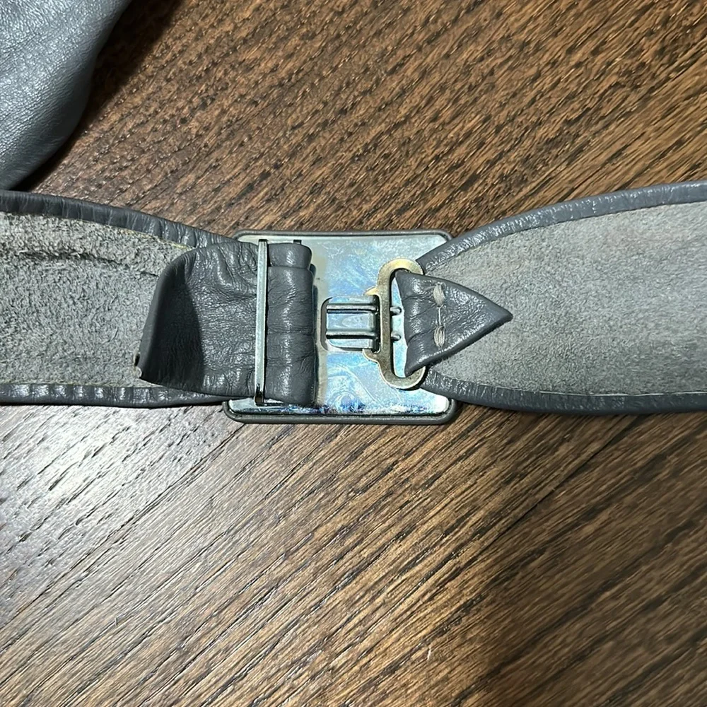 Vintage Gray Adjustable Leather Buckle Dress Pants Waist Belt
